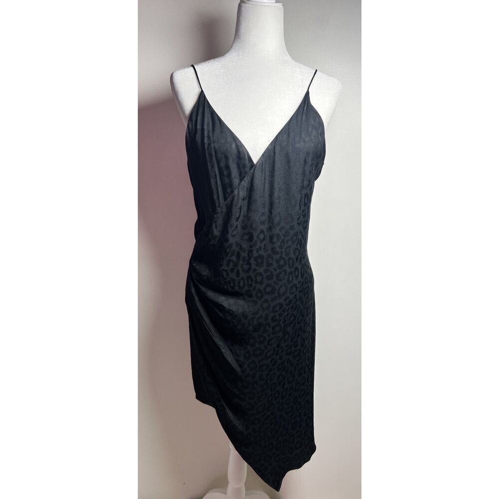 Cushnie X Target Dress womens Size 8 Wrap satin leopard print‎ Black slip Party